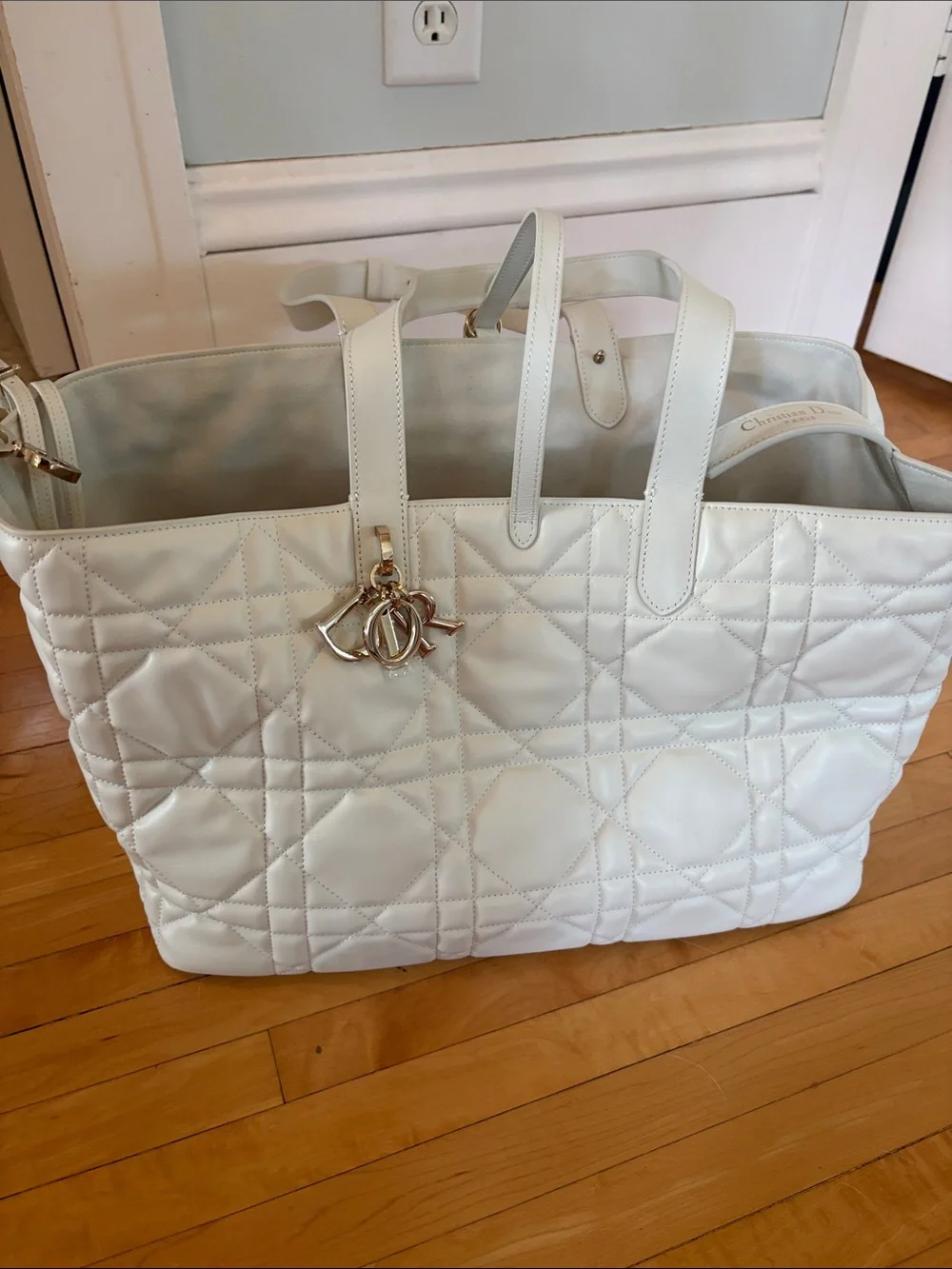 quilted tote dior white